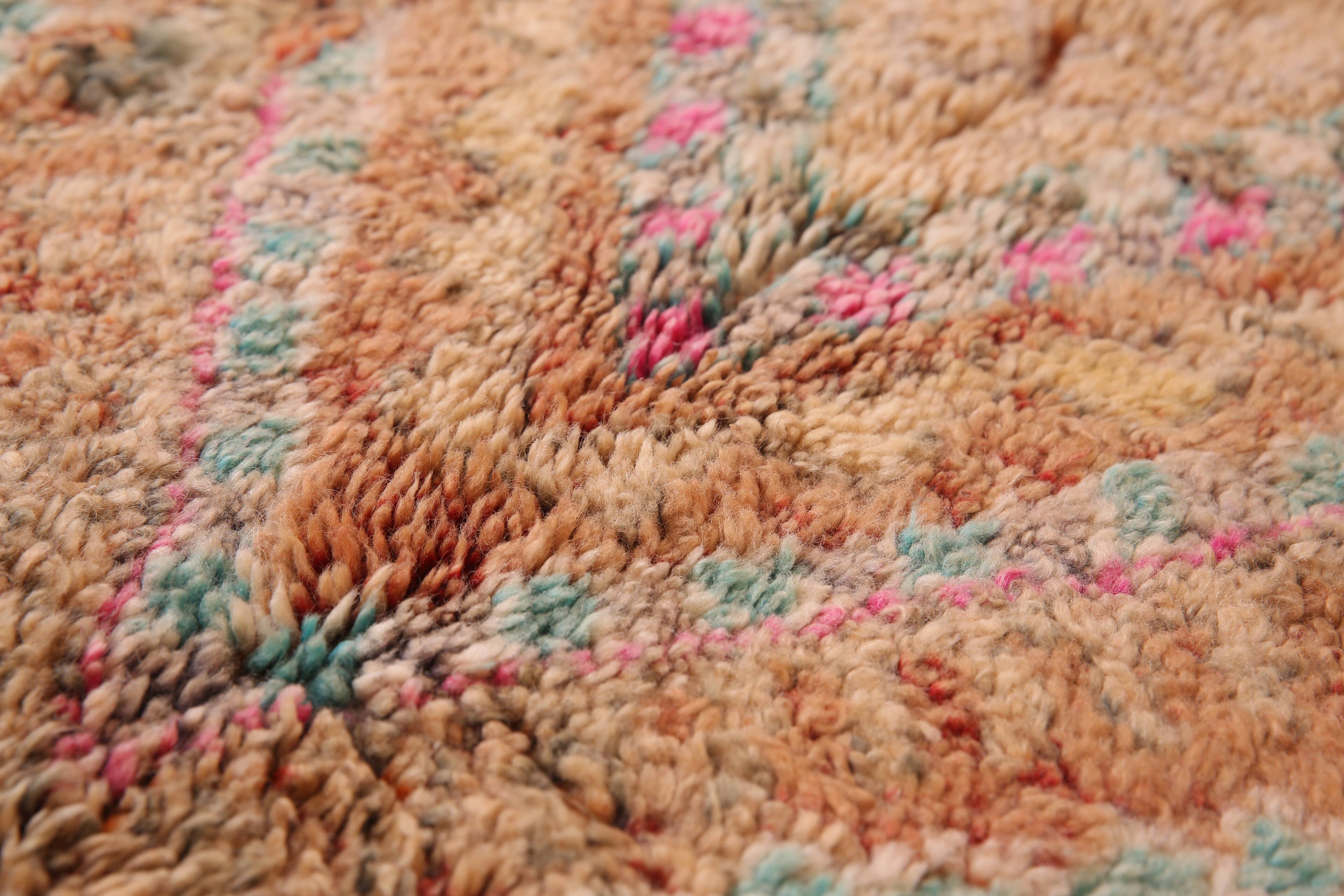 Peach Vintage Moroccan Rug 170 x 230 cm, Berber Wool Rug, Handmade Boho Rug
