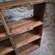 Old workshop shelf in French pine, industrial shoe cabinet, around 1900.