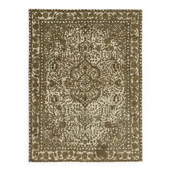 Hand-Knotted Anatolian Vintage 1970s 292 cm x 380 cm Beige Wool Carpet