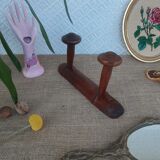 Coat rack 2 wooden hooks vintage