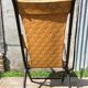 Napoleon III folding chair armchair black wood & vintage yellow fabric
