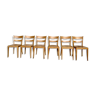 Serie de 6 chaises bistrot vintage en bois clair estampillee 1959
