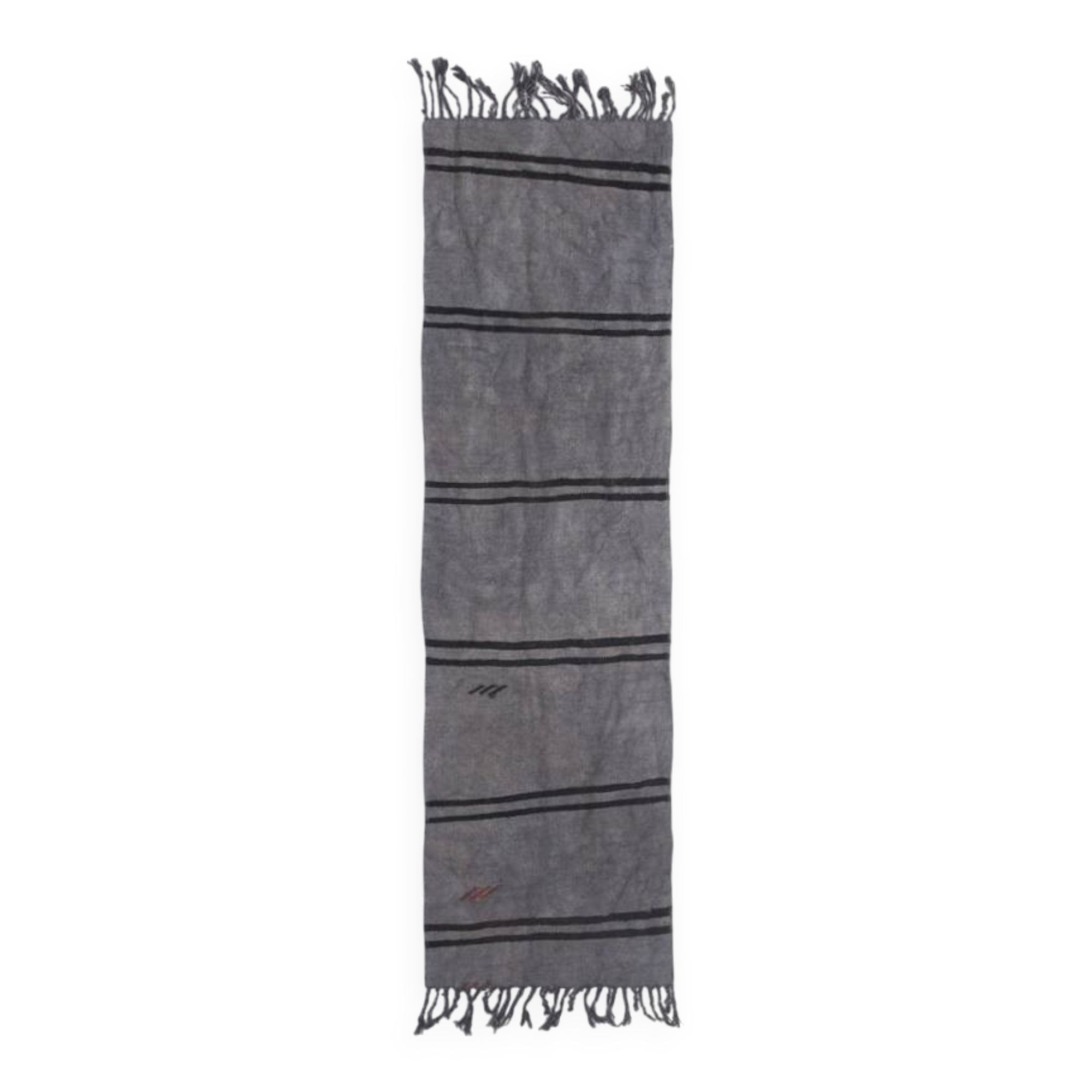 2x8 Green & Black One-of-a-Kind Vintage Kilim Runner, 67x247 Cm