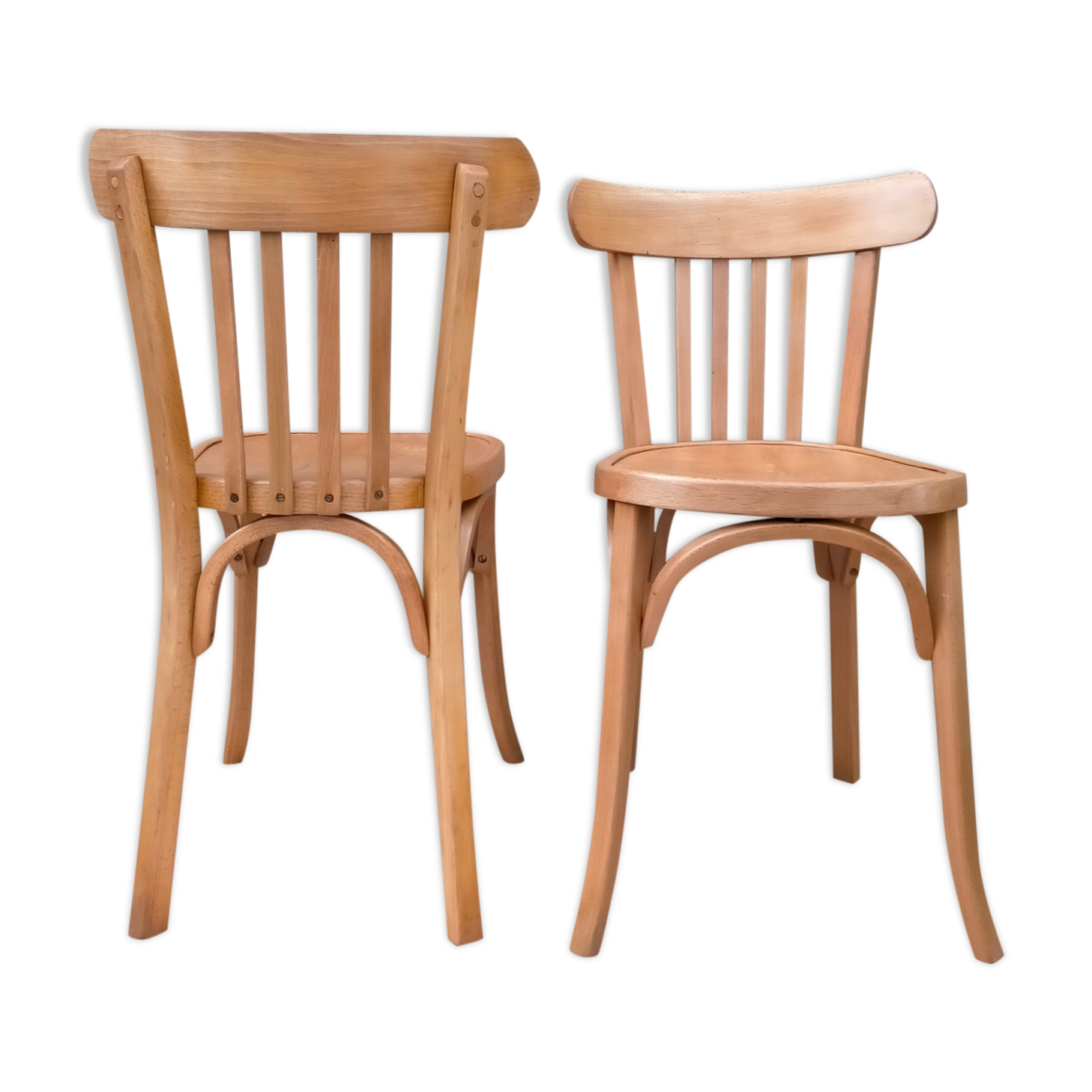 Set of two vintage bistro chairs in curved wood - baumann