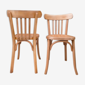 Lot de deux chaises de bistrot vintage en bois courbé - baumann