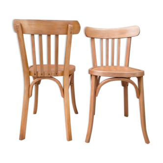 Set of two vintage bistro chairs in curved wood - baumann