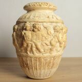 Vase ancien en platre décor de chérubins pot de fleur déco antique