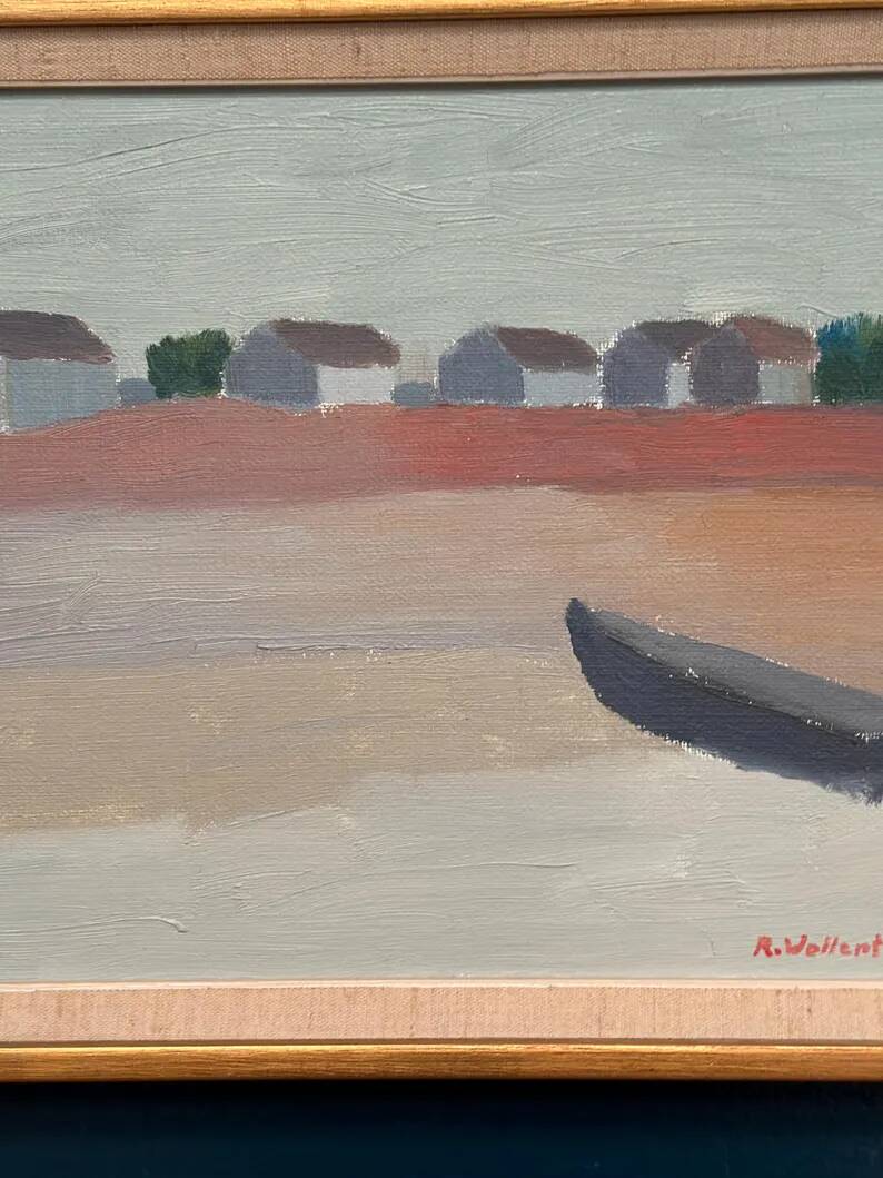 Original  Swedish Oil on Canvas – “Motif from Byxelkrok” by Raymond Wallentin – Signed & Dated 1975 – Vintage & Framed