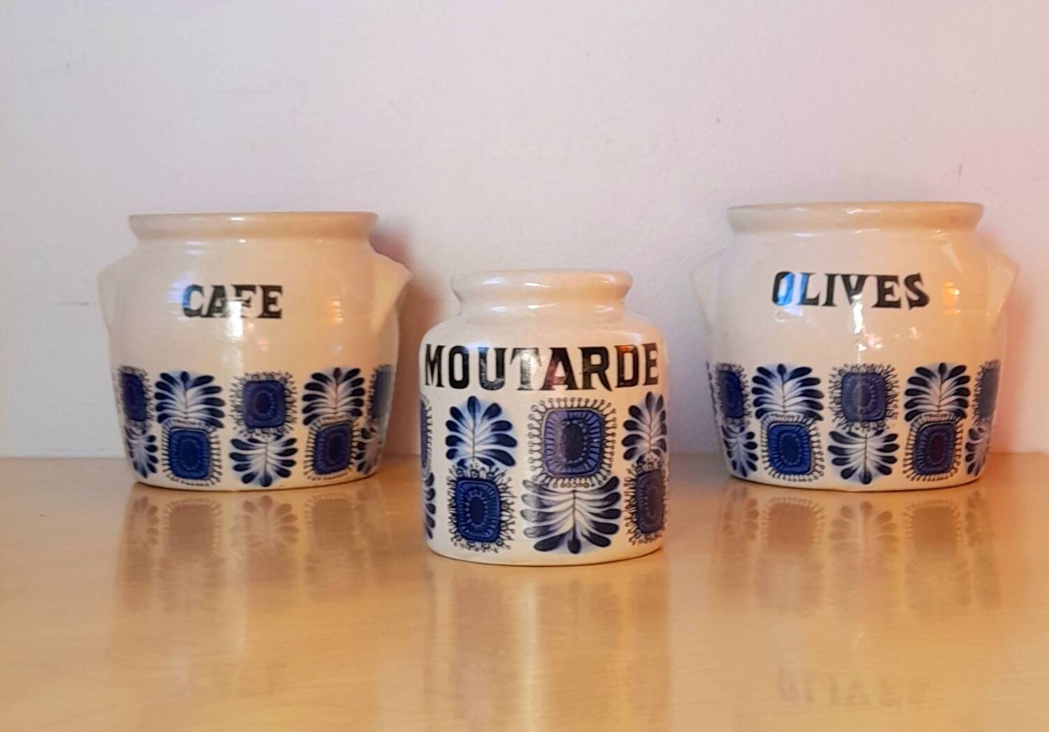 Set of 70s stoneware condiment pots