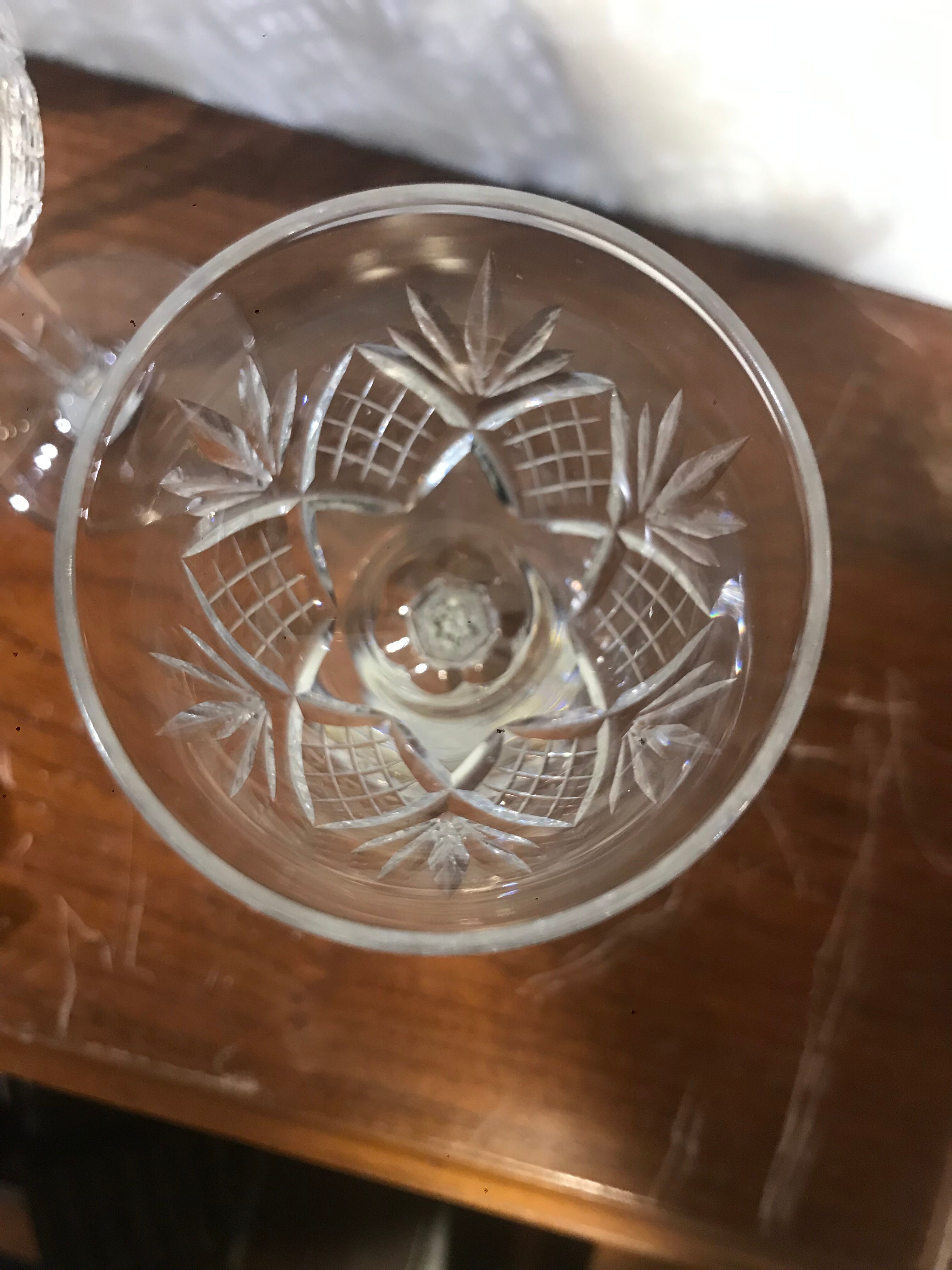 6 glasses of fine crystal white wine from Lorraine