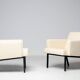 Pair of cream wool lounge chairs Martin Visser SZ48