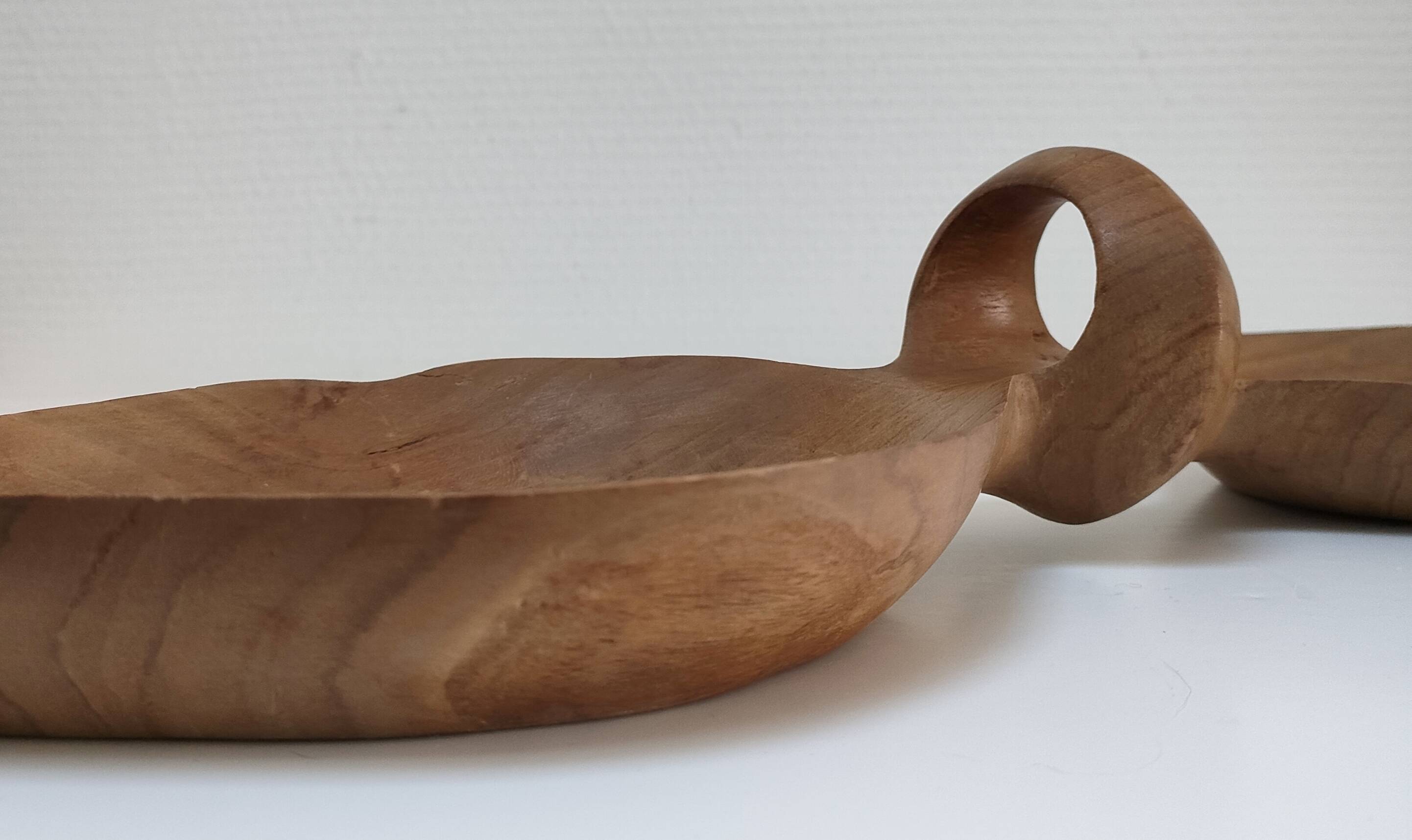 Vintage sculptural wooden pocket tray