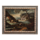 Antique painting landscape with characters from 18th century