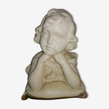 Sculpture buste fillette en plâtre