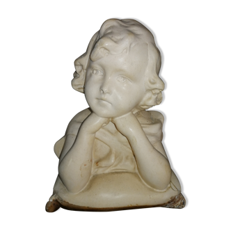 Sculpture buste fillette en plâtre