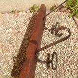 Metal and solid wood hooks, vintage