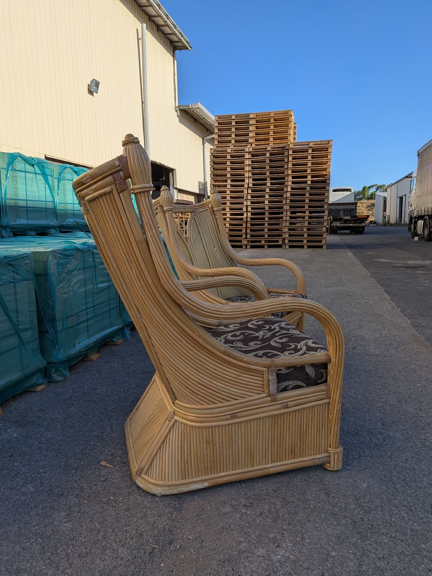 Pair of rattan armchairs