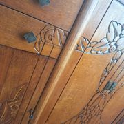Buffet art déco plateaux marbre, meuble vaisselier ancien, vitrine