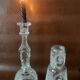 Large religious candlestick in old crystal, Virgin Mary, 1910
