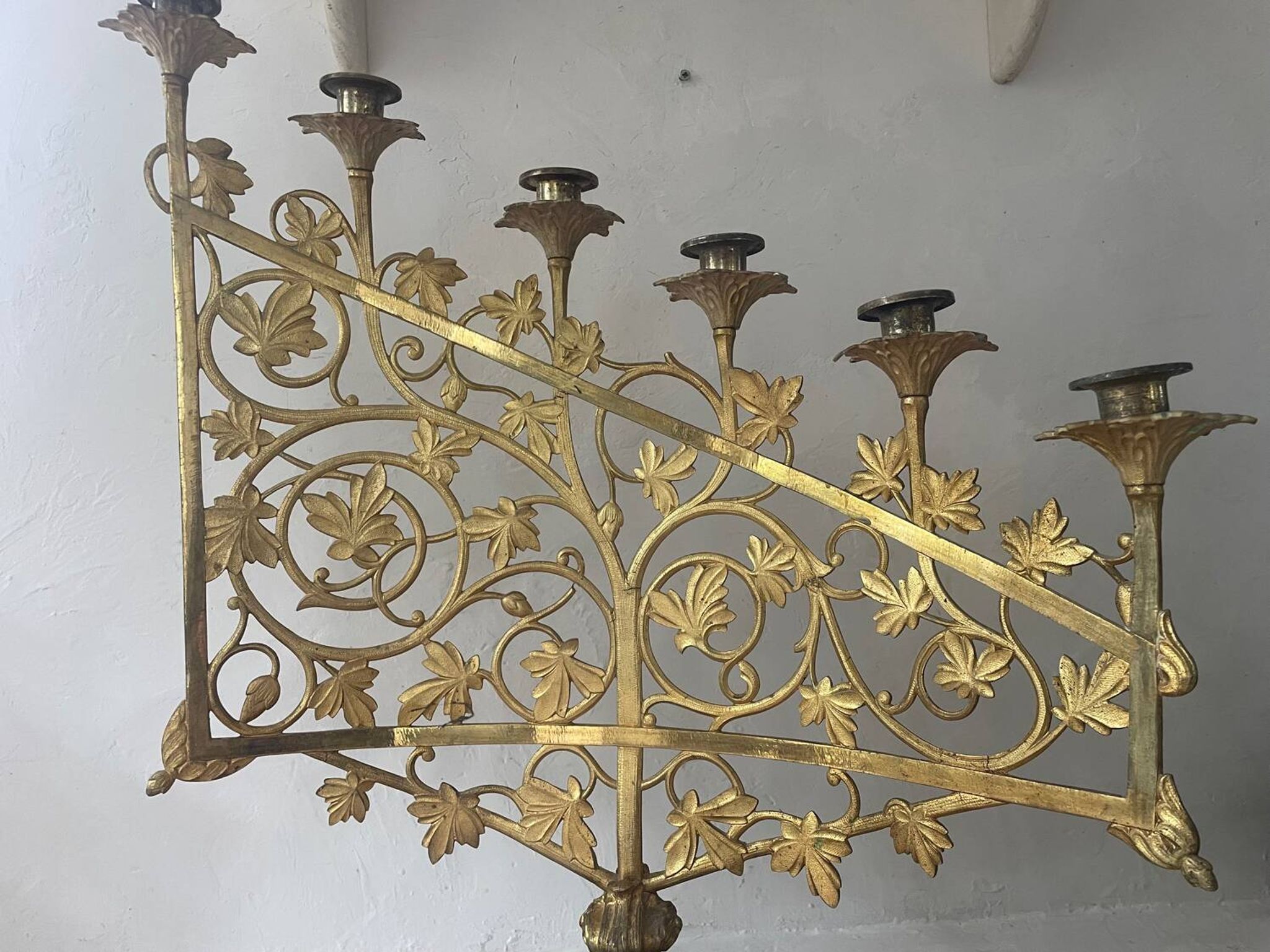Chandelier en bronze doré, fin XIXème