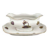 Sauce boat on a Limoges porcelain base with a hydrangea basket design.