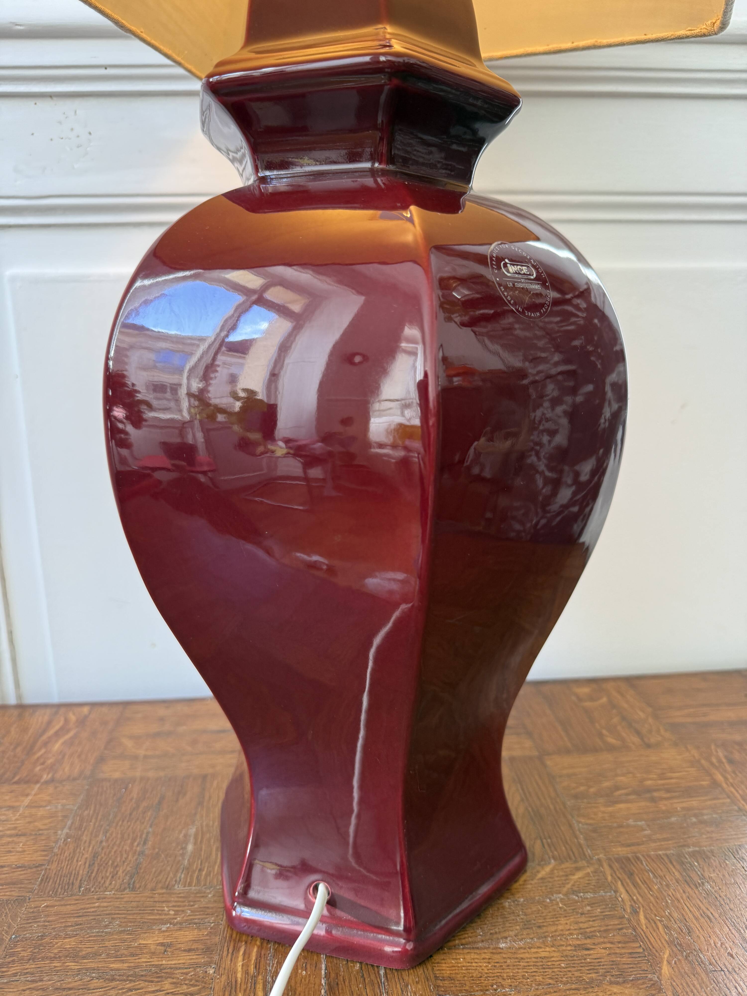 Large red ceramic lamp