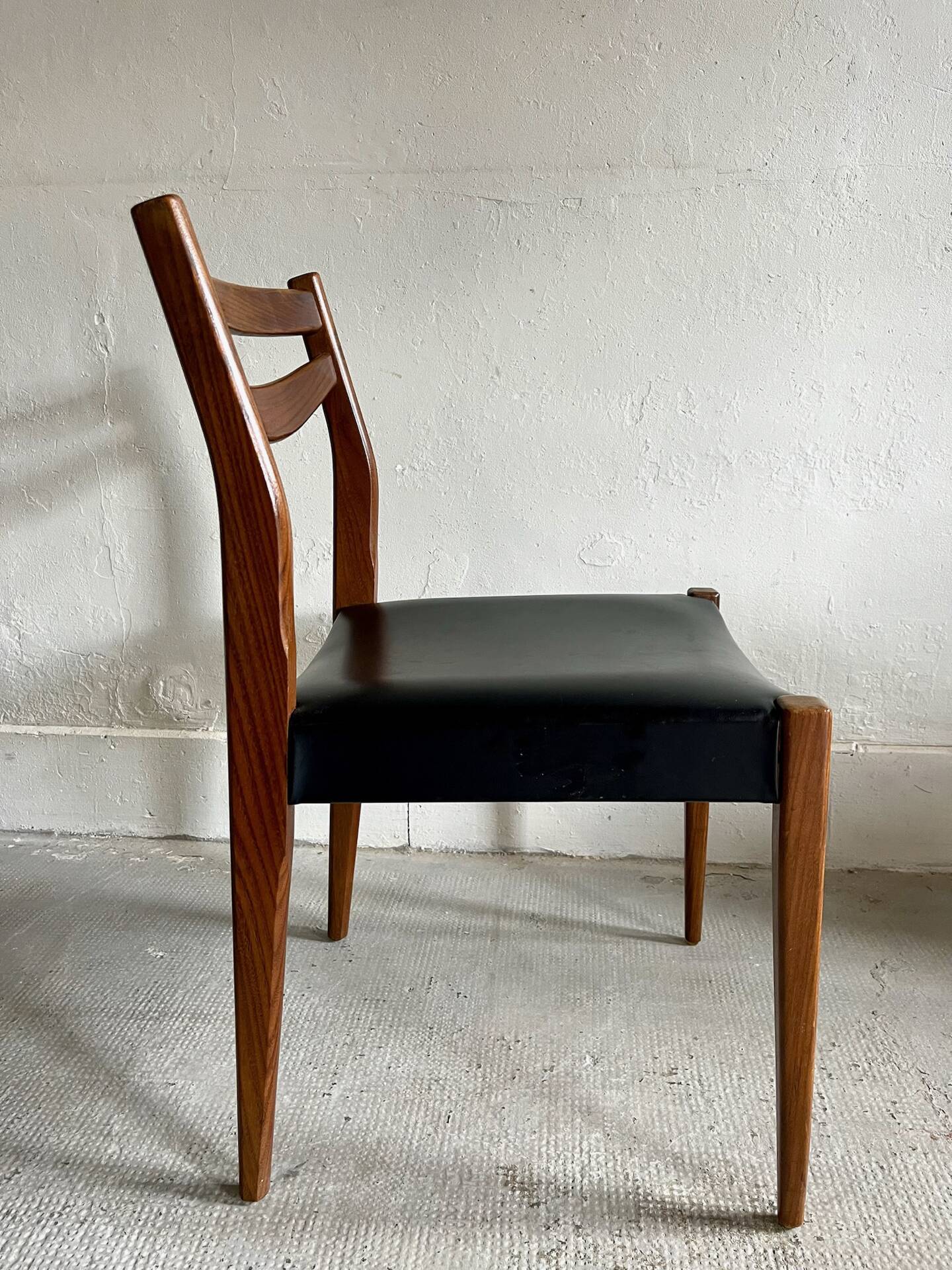 Scandinavian teak and faux leather chairs - set of 6