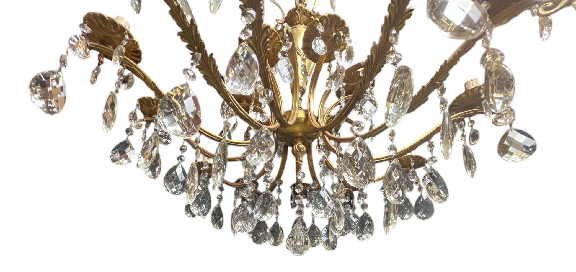 Napoleon III chandelier bronze brass crystal 18 lights late 19th century