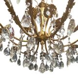 Lustre Napoléon III bronze laiton cristal 18 feux fin XIXème