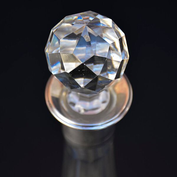 Carafe à liqueur ancienne verre avec bouchon diamant taillé cristal monture argent