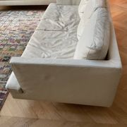 Cinna "Stricto Sensu" 3-seater sofa in chalk leather, designer Didier Gomez.