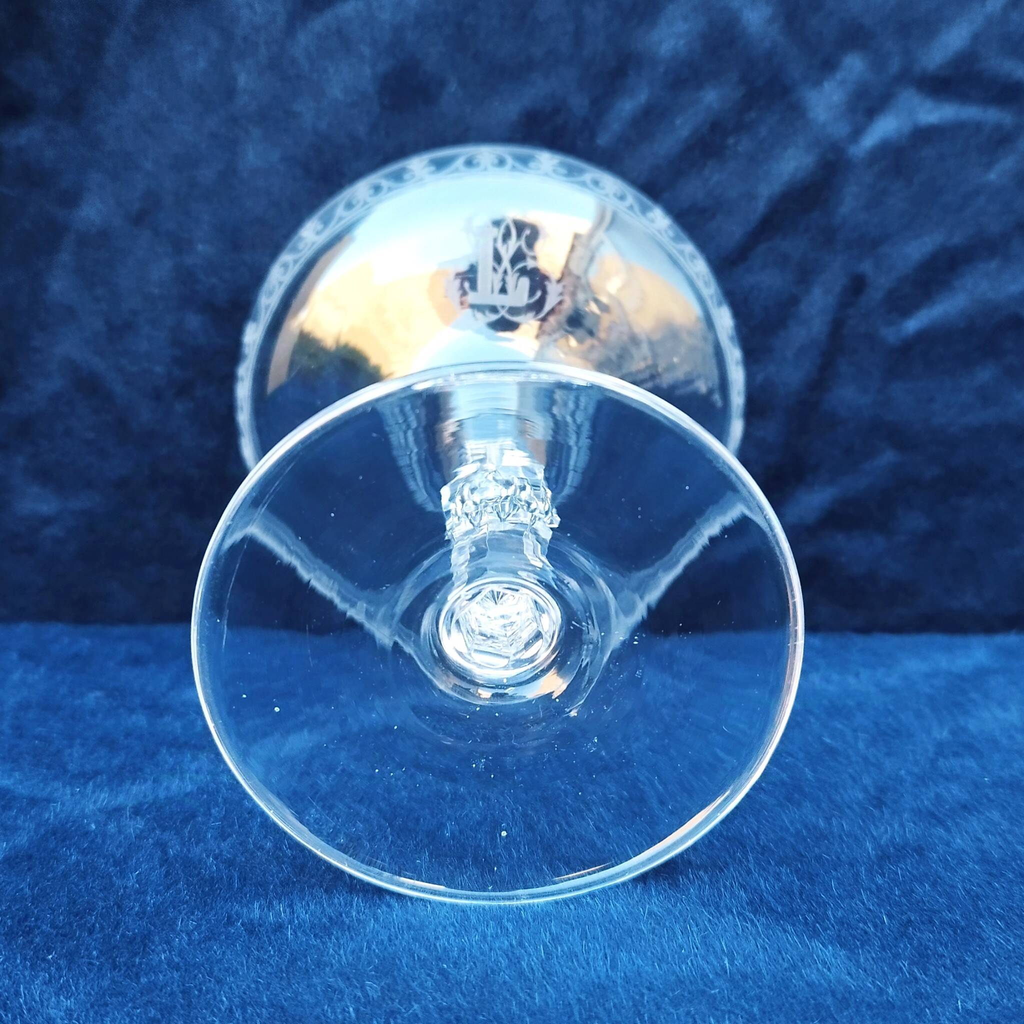 Baccarat crystal champagne glasses monogram 19th century