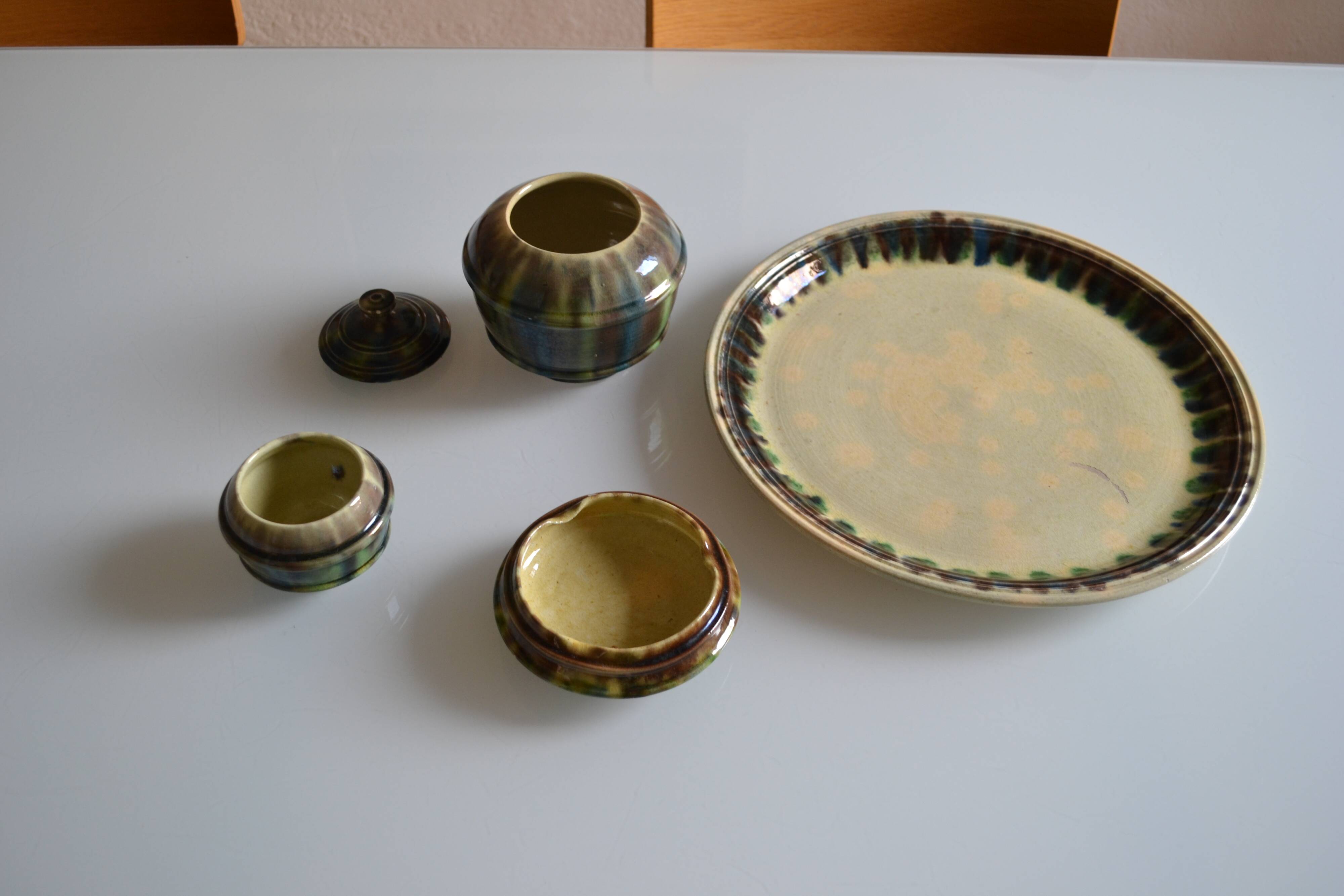 Sauveur Lunetta in Vallauris Vintage Ceramic 1950 Smoking Set