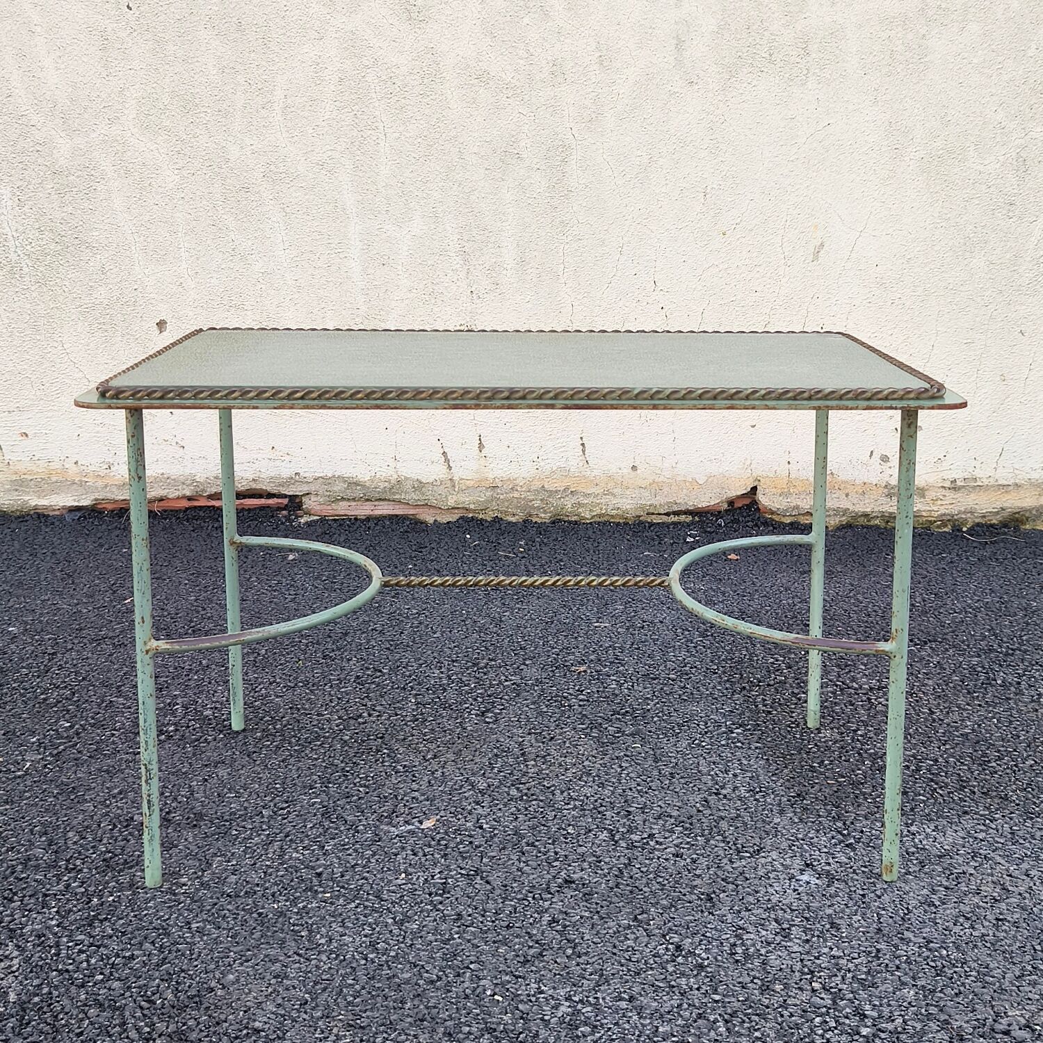Glass and metal coffee table, Neoclassical/Art Deco