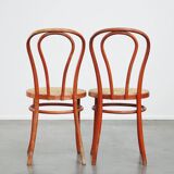 Super charming set of 2 red vintage Thonet design bistro chairs