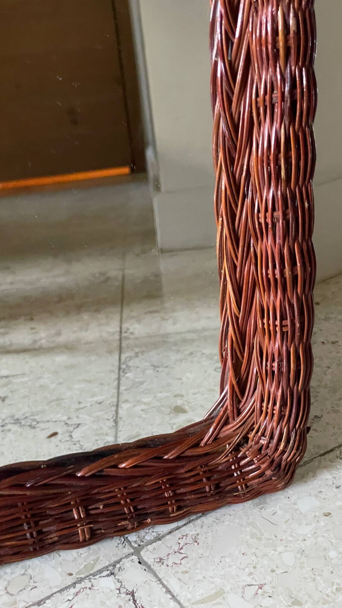 Pair of vintage rattan wicker mirrors