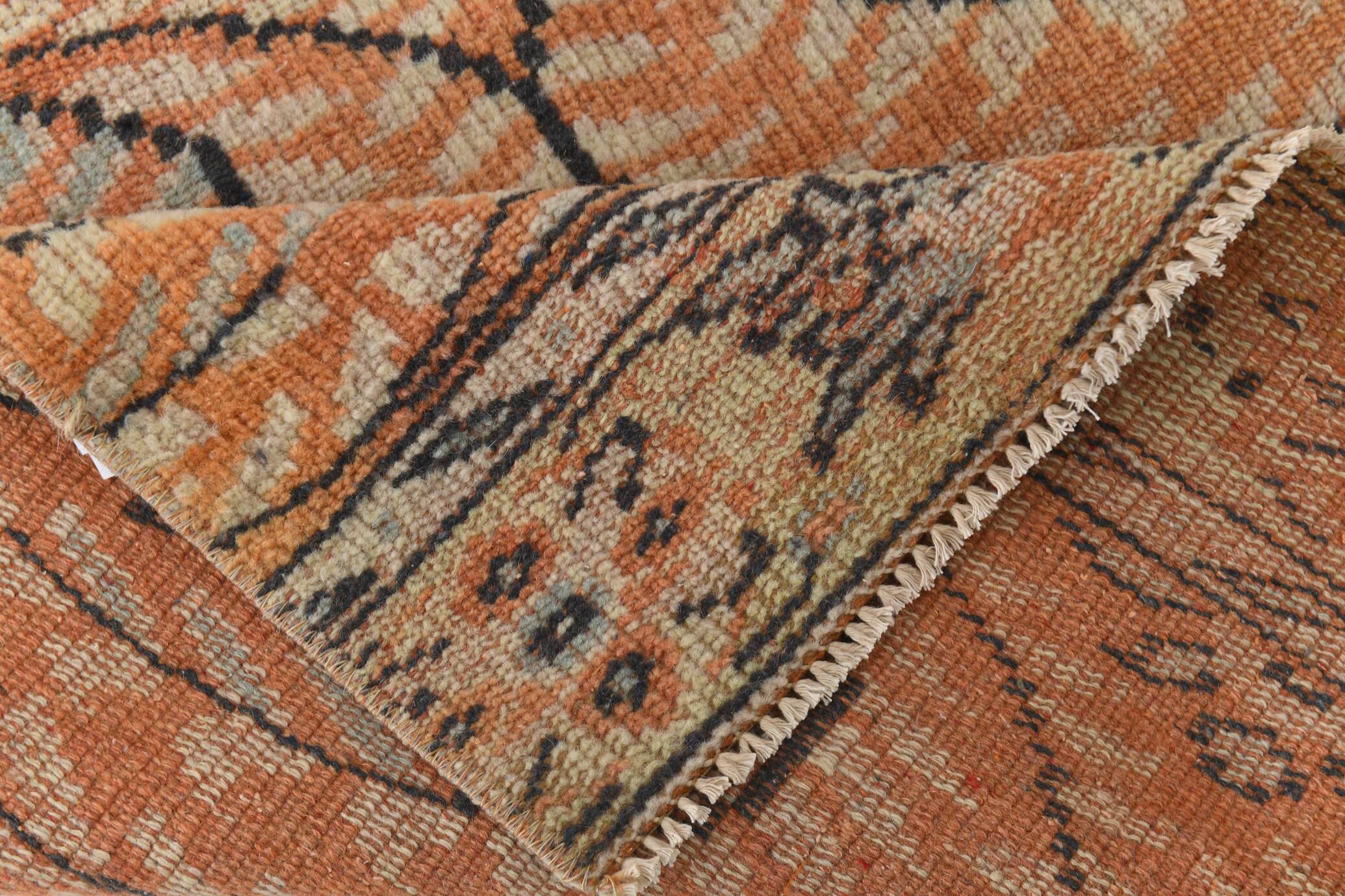 Brunt Orange Scandi Style Vintage Persian Runner Rug, 90x284 Cm