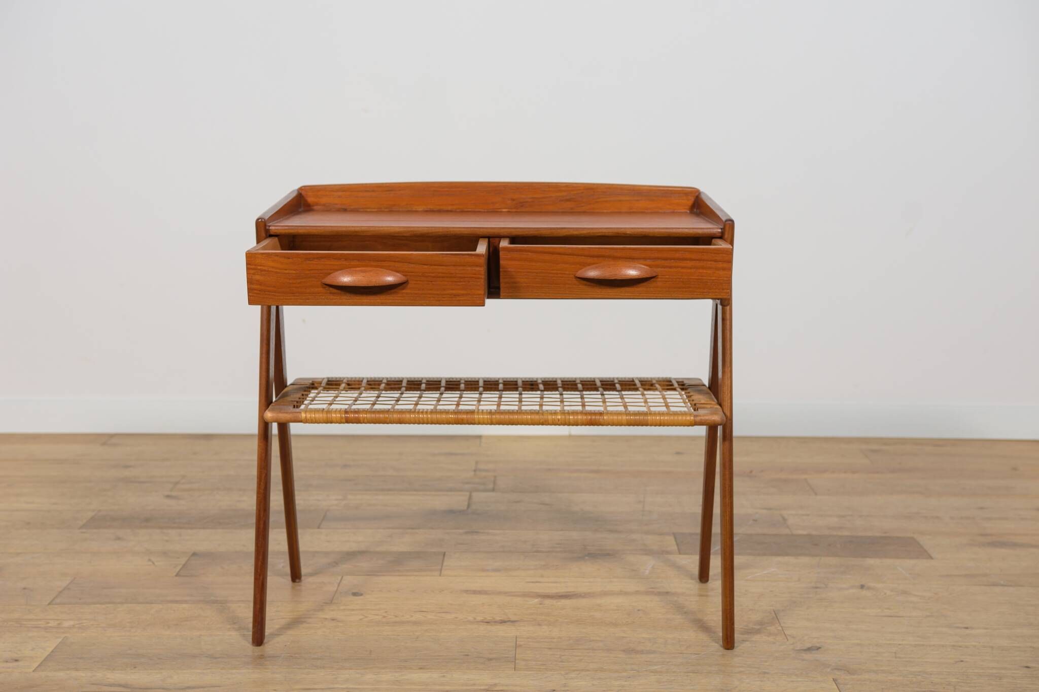 Mid Century Teak and Rattan Console Table by Søren Rasmussen, United Knigdo