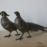 Pair of silver metal pheasants