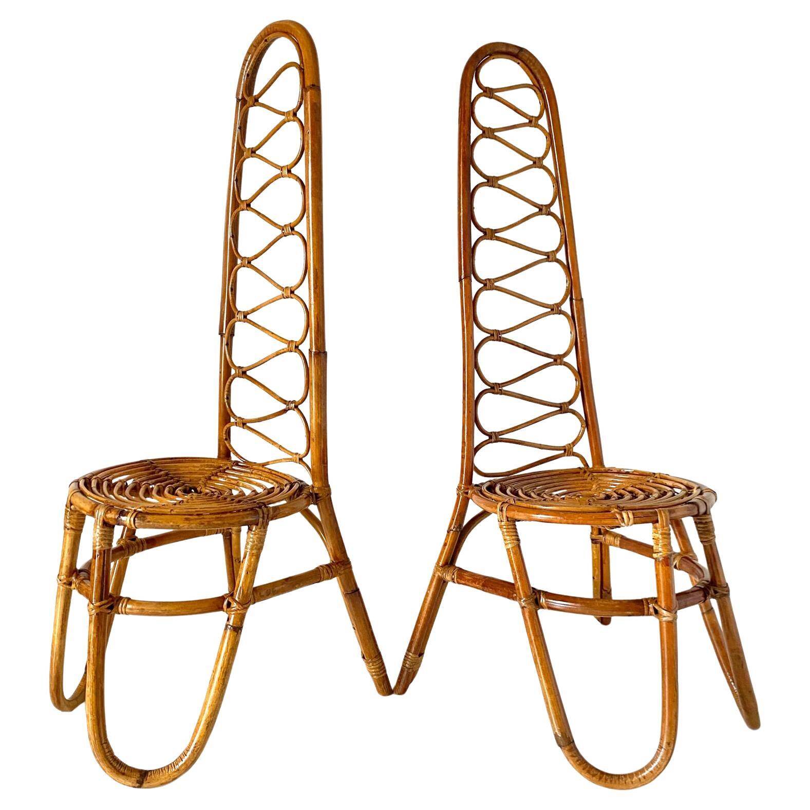 Mid Century Modern Bonacina Bamboo Chairs, set of two, Italy 1960s