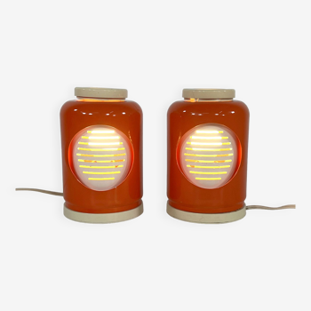 Pair of Orange Eclipse Table Lamps by Goffredo Reggiani for Reggiani, 1960