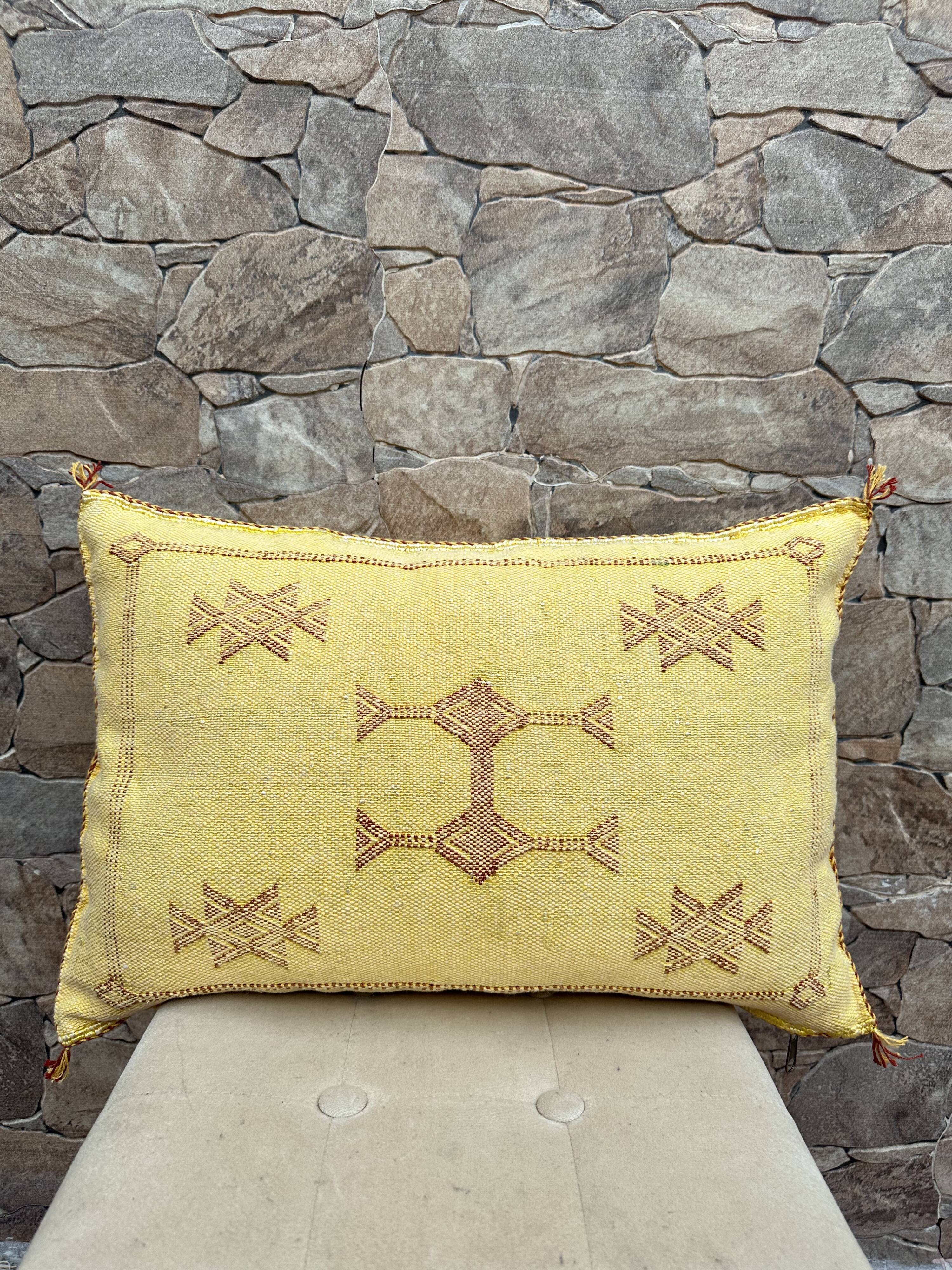 Coussin marocain en soie de cactus, coussin en soie Sabra, coussin