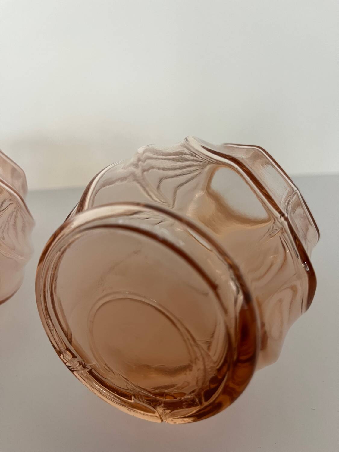 Pair of small pink glass Art Deco vases