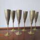 6 vintage metal Champagne flutes