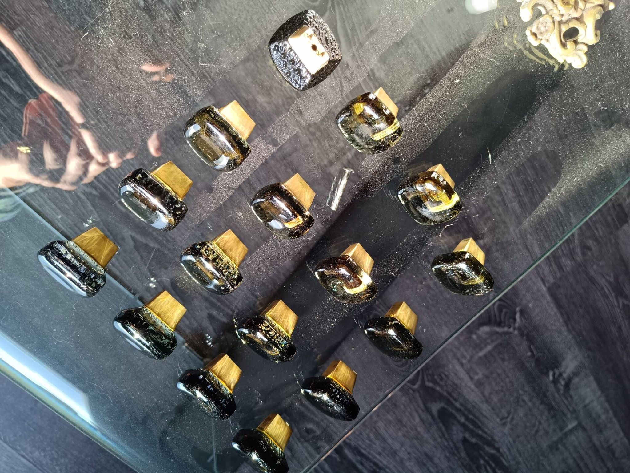 Pressed glass furniture knobs (set of 15)