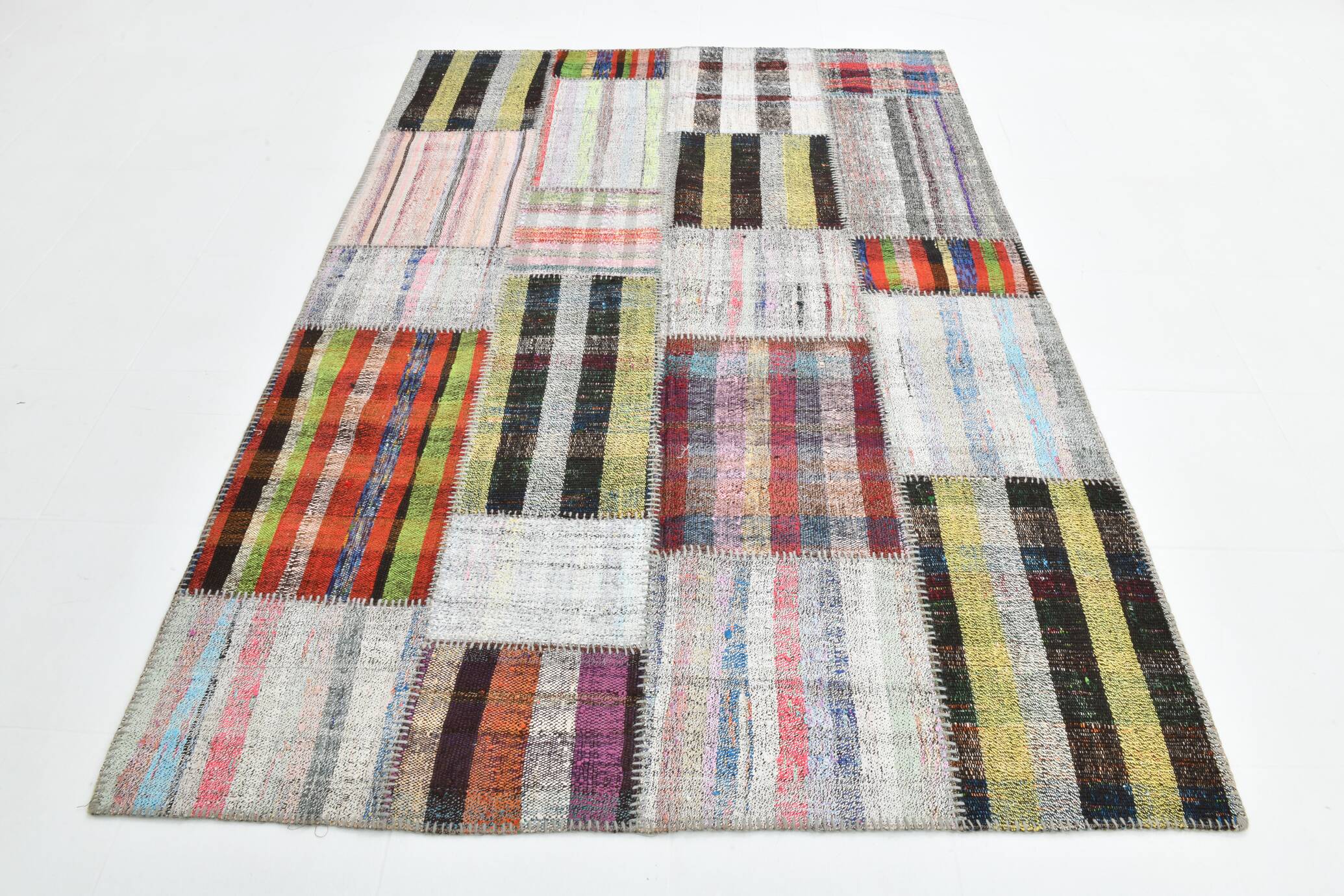 5'7 x 7'12 Multicolor Turkish Woven Modern Vintage Rug, 171x243 Cm