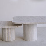 Irregular nesting coffee tables - ATHENA - 70/50 - porous natural travertine