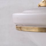 Two Tone Mid-Century French Brass and Glass Pendant Light (5 available)