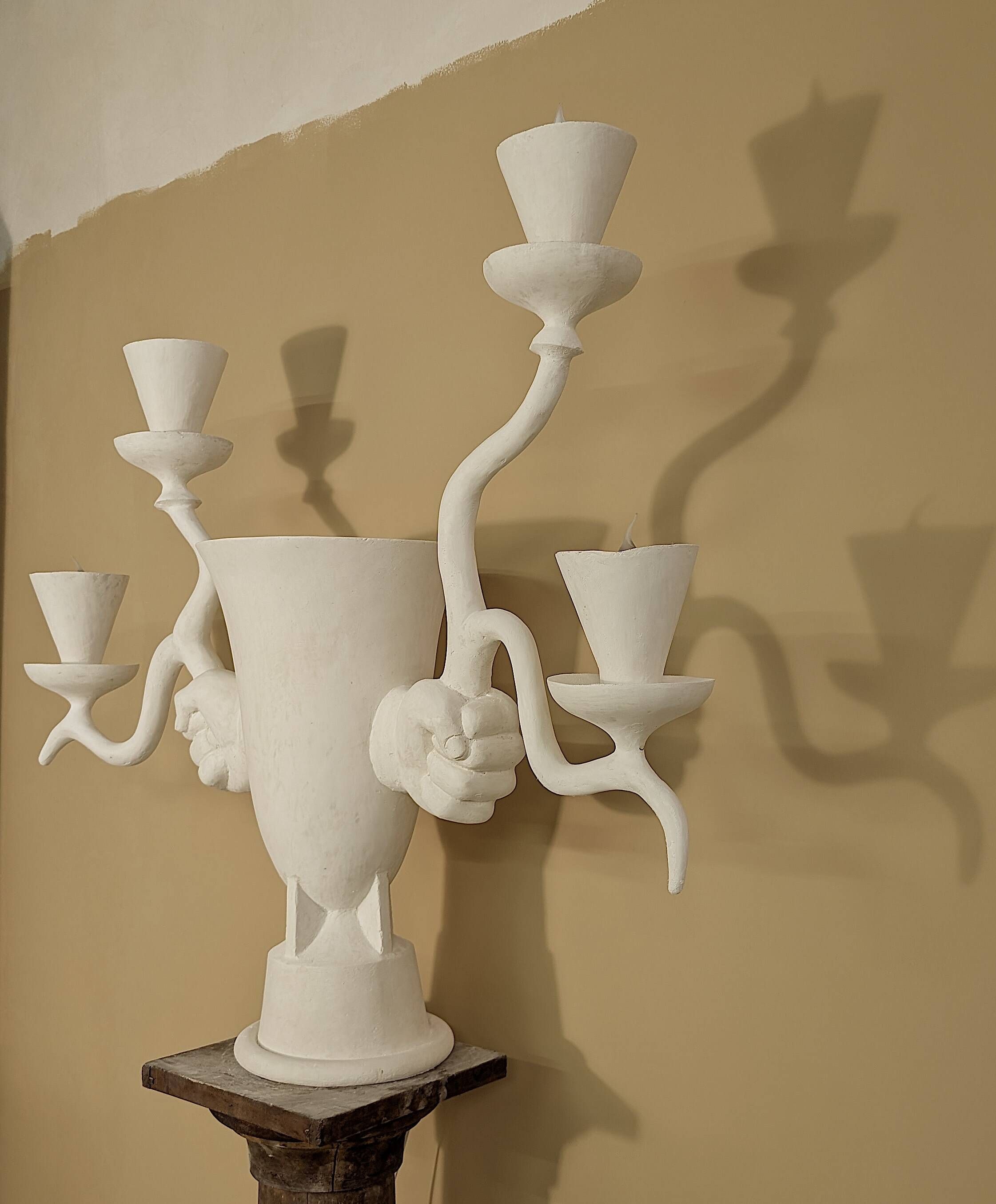 Lampe sculpture en plâtre