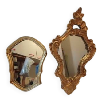 2 mirrors in wood and gilded stucco